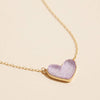 Gold Heart Druzy Stone Charm Short Necklace: White AB