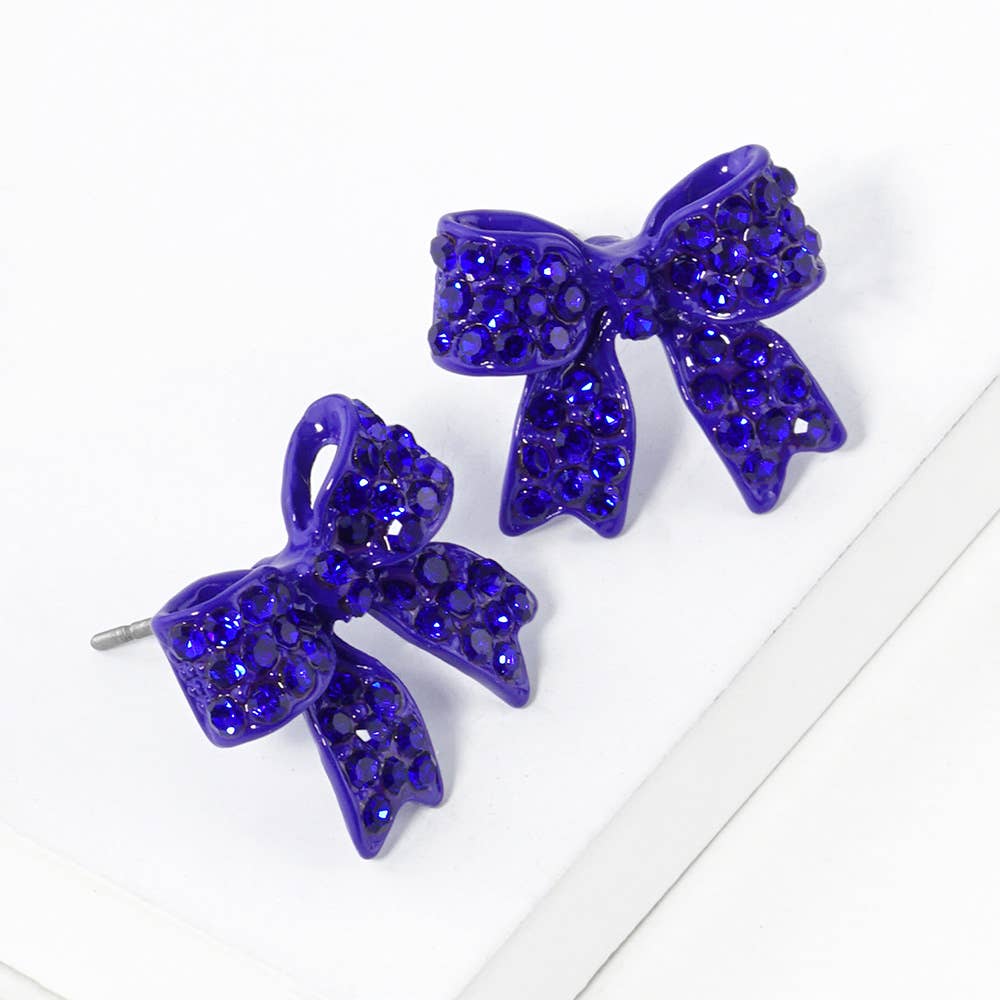 Pave Bow Stud Earrings: Jet Black Crystallized