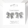 Pave Bow Stud Earrings: Gold Clear Crystallized