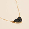 Gold Heart Druzy Stone Charm Short Necklace: White AB