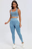 3 Piece Washed Square Neck Wide Strap Active Athleisure Scrunch Set (5 COLOR OPTIONS)