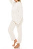 Adult Women's Plush Cable Fuzzy Sherpa Fleece PJ Set: Ivory
