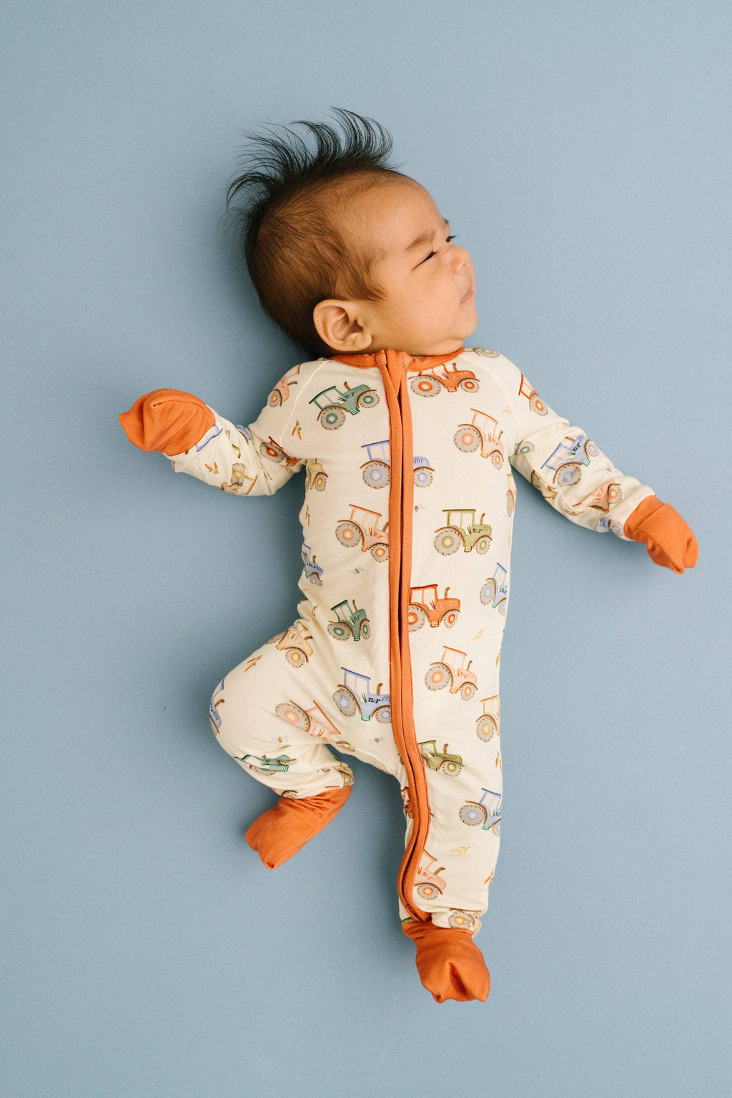 Bamboo Zippered L/S Convertible Romper - UNISEX Pumpkin Farm Tractor Ride