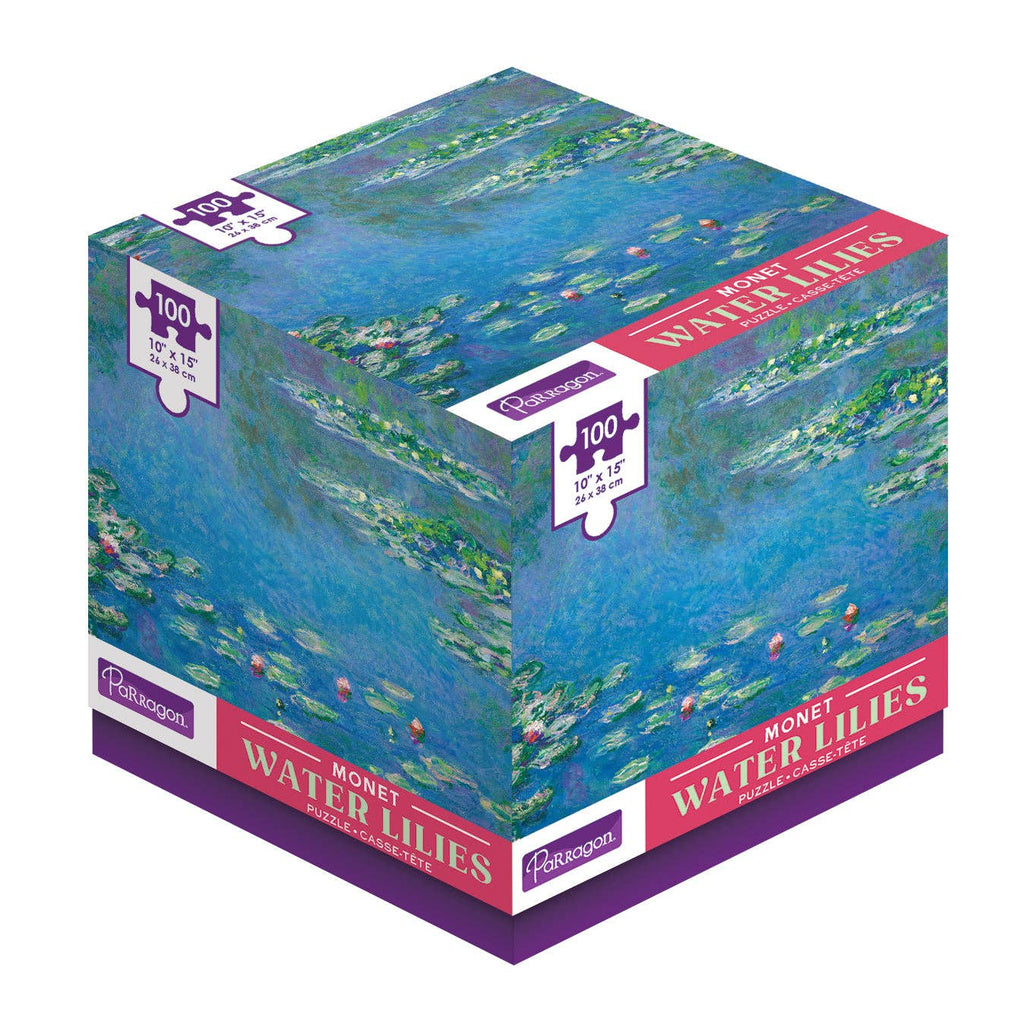 Monet Water Lilies 100 piece fine art puzzle, cube box