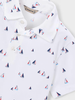 3101 Mini Boy Eco-Cotton Sail Boat Print S/S Polo Shirt - White and Tomato Red