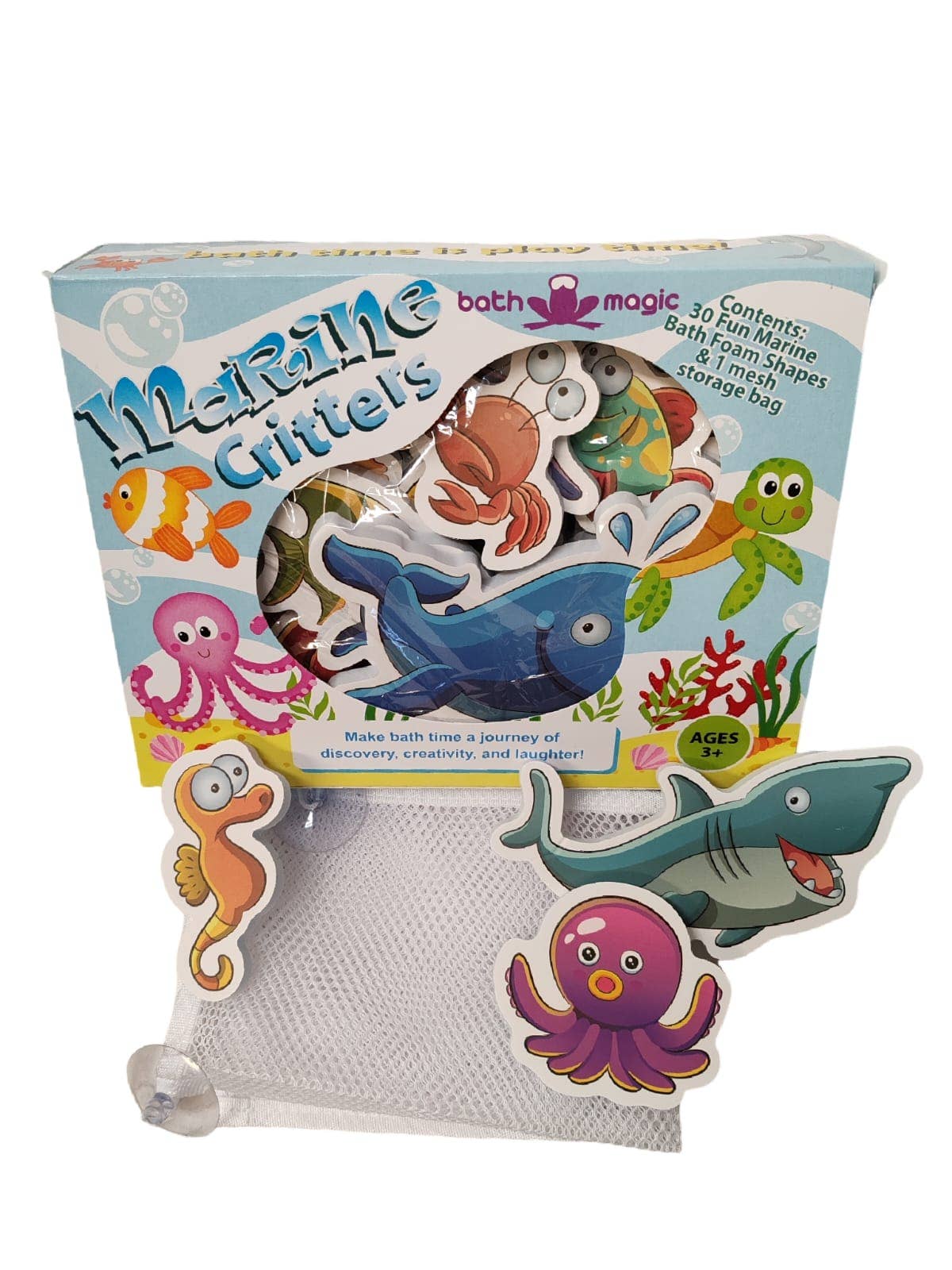 foam bath toys marine animals with drying mesh bag