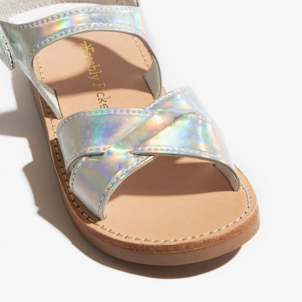 Freshly Picked Saybrook leather sandals, holographic, view 2