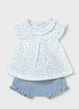 1288 Mayoral Baby Girls Blouse and Knit Set - Lagoon Blue