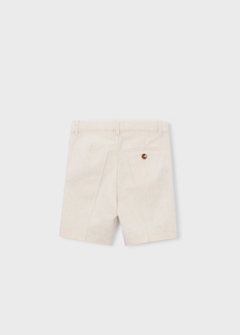 3201 Mini Boy Cotton Linen Suiting Bermuda Shorts - Oat Mixed