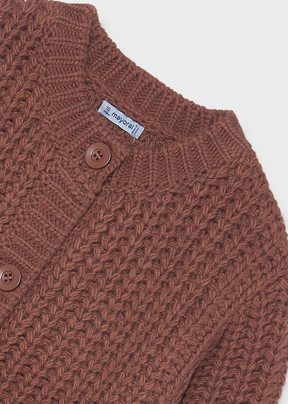 Mayoral 7344 tween girl brick red chunky knit cardigan - detail