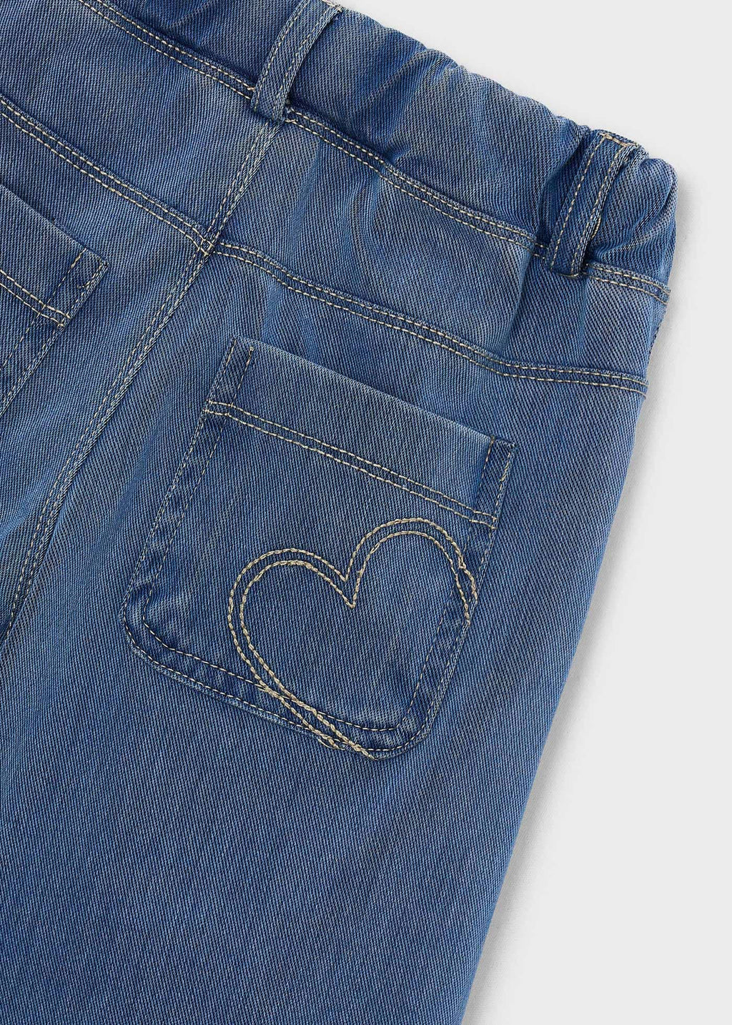 Mayoral 4501 mini girl light denim wide leg pull-on denim pants - detail