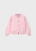 Mayoral 4326 mini girl pastel pink heart button knit cardigan - front