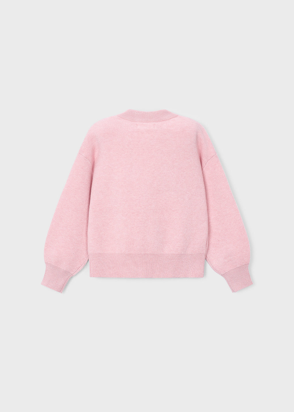 Mayoral 4326 mini girl pastel pink heart button knit cardigan - back