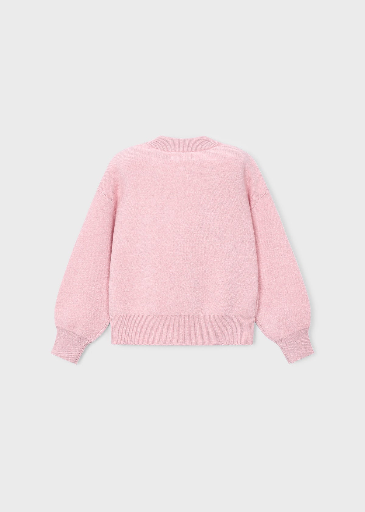 Mayoral 4326 mini girl pastel pink heart button knit cardigan - back