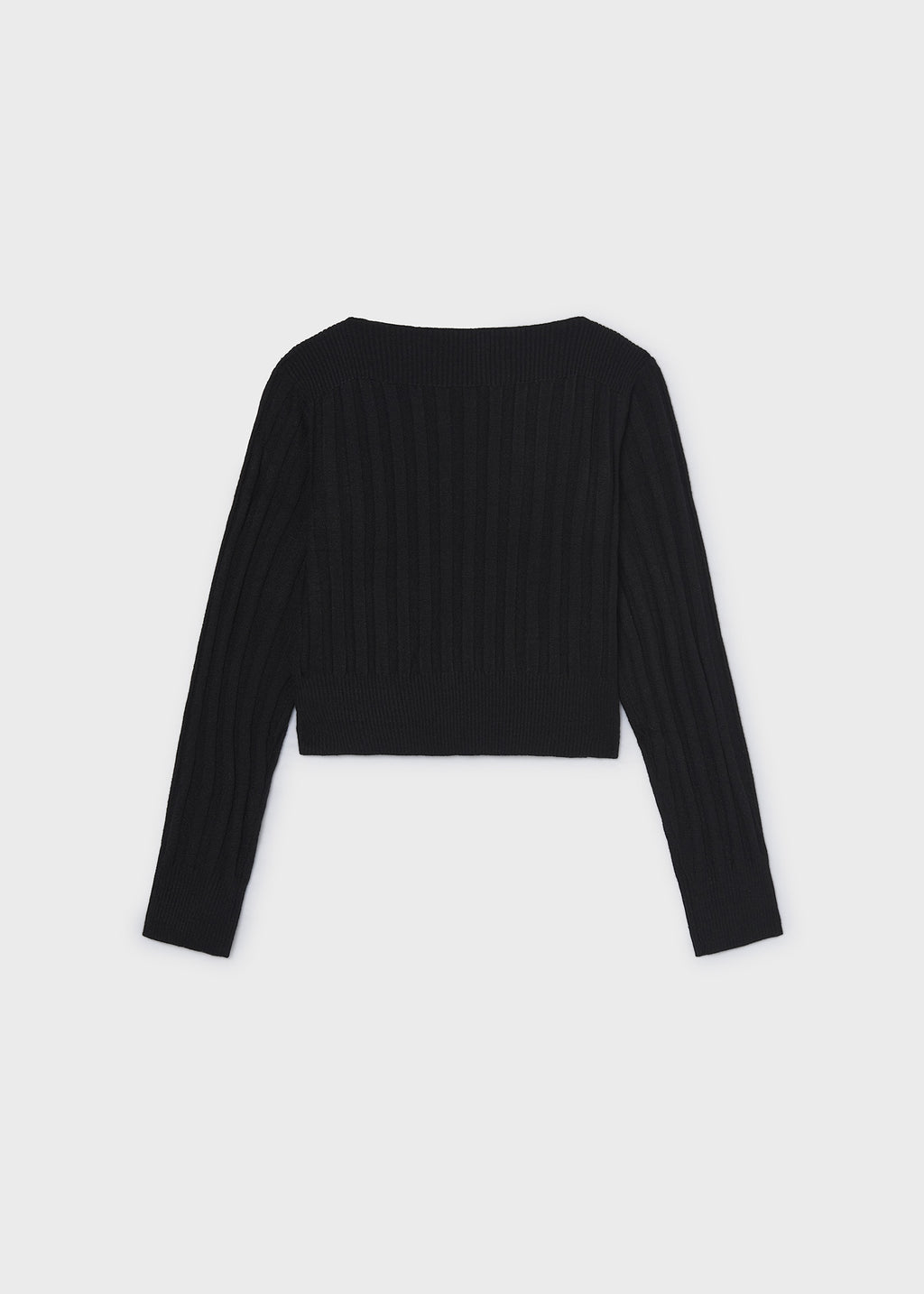 Mayoral 7066 tween girl black cropped ribbed long sleeve top - back