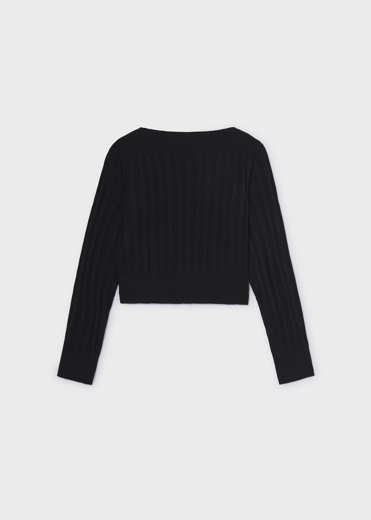 Mayoral 7066 tween girl black cropped ribbed long sleeve top - back
