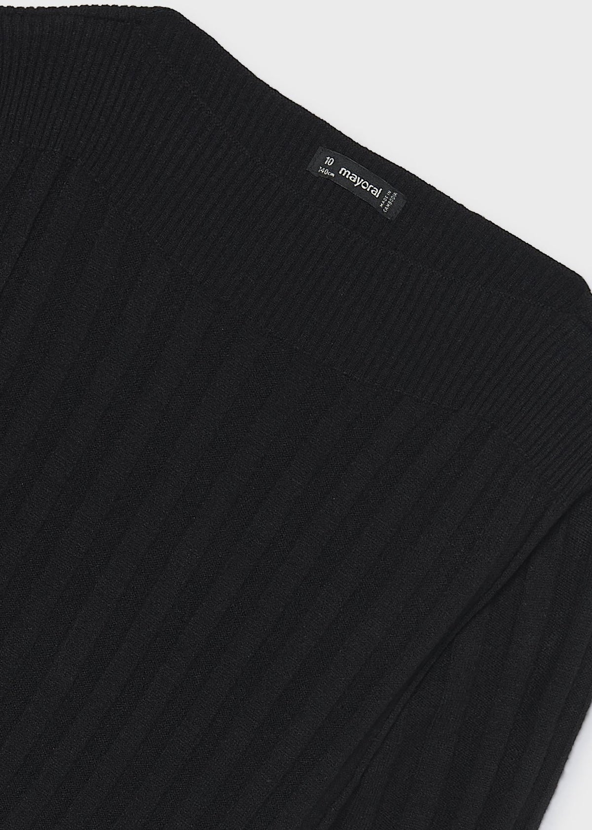 Mayoral 7066 tween girl black cropped ribbed long sleeve top - detail