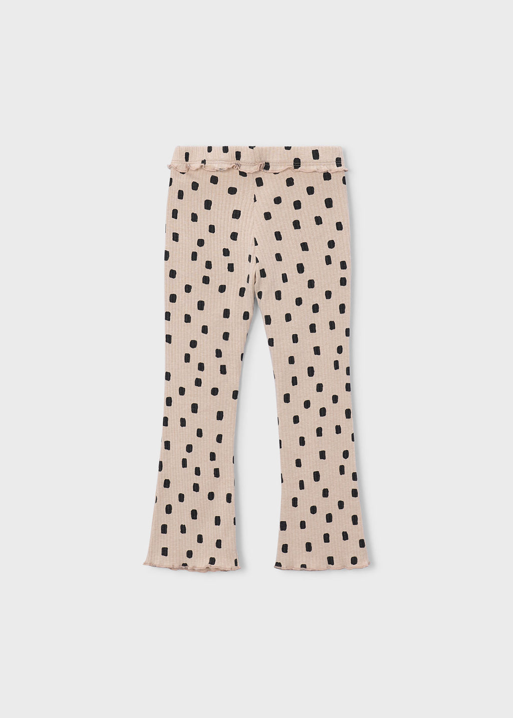 Mayoral 4728 mini girl beige dot print rib knit flare leggings - back