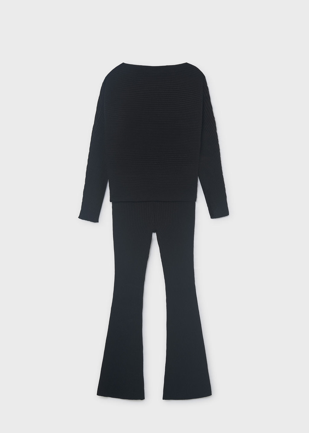 Mayoral 7530 tween girl black 2pc ribbed knit sweater and flared pant set - back