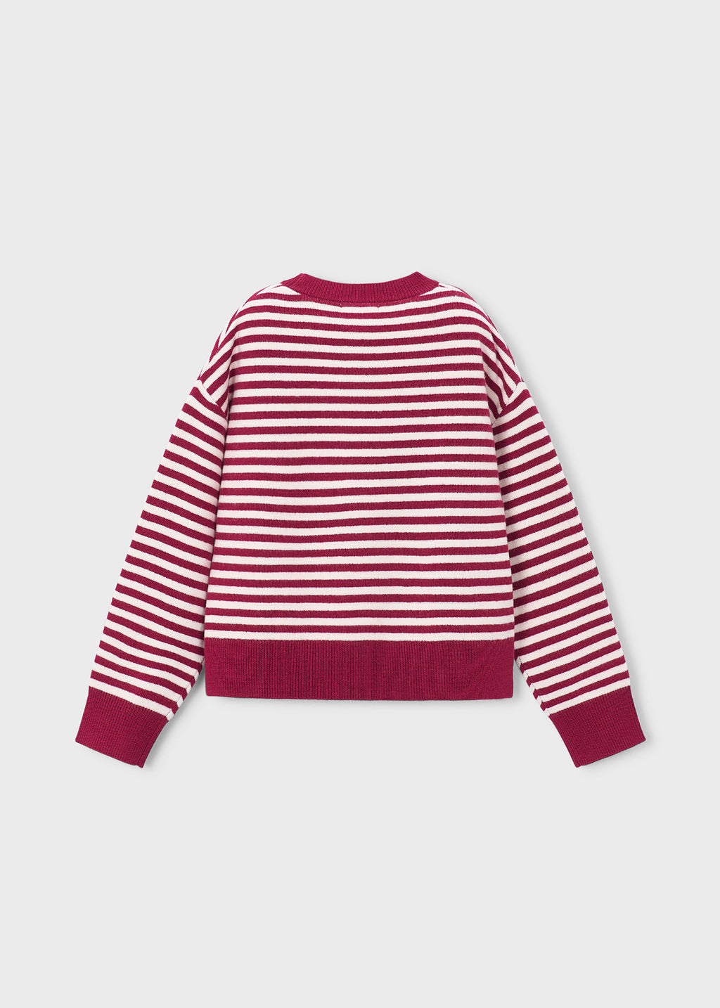Mayoral 4316 mini girl red and white striped knit sweater with matching scarf - back