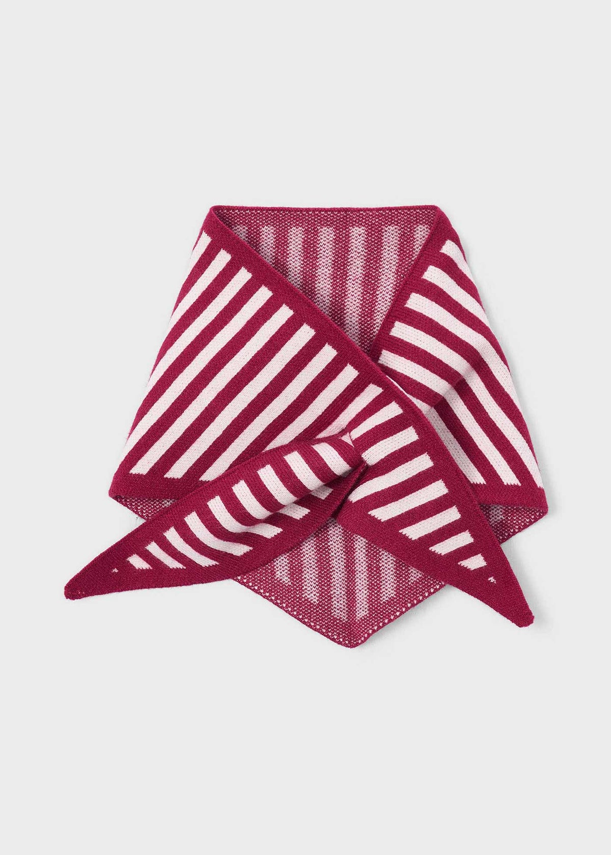 Mayoral 4316 mini girl red and white striped knit sweater with matching scarf - scarf