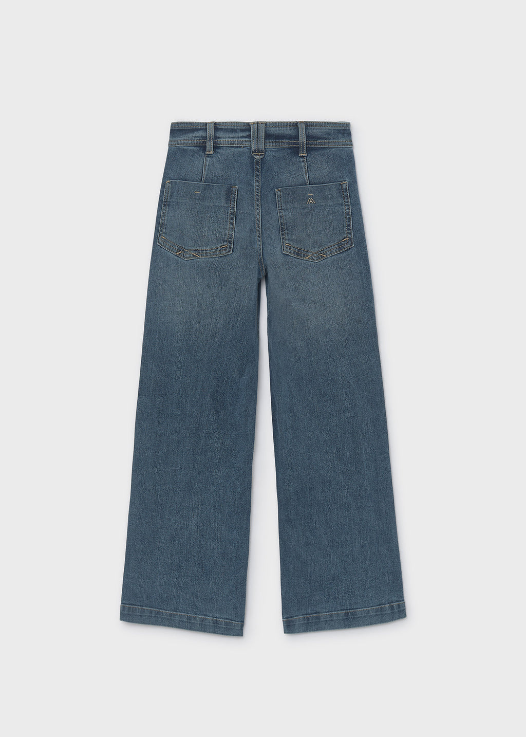 Mayoral 7503 tween girl medium wash wide leg denim pants - back