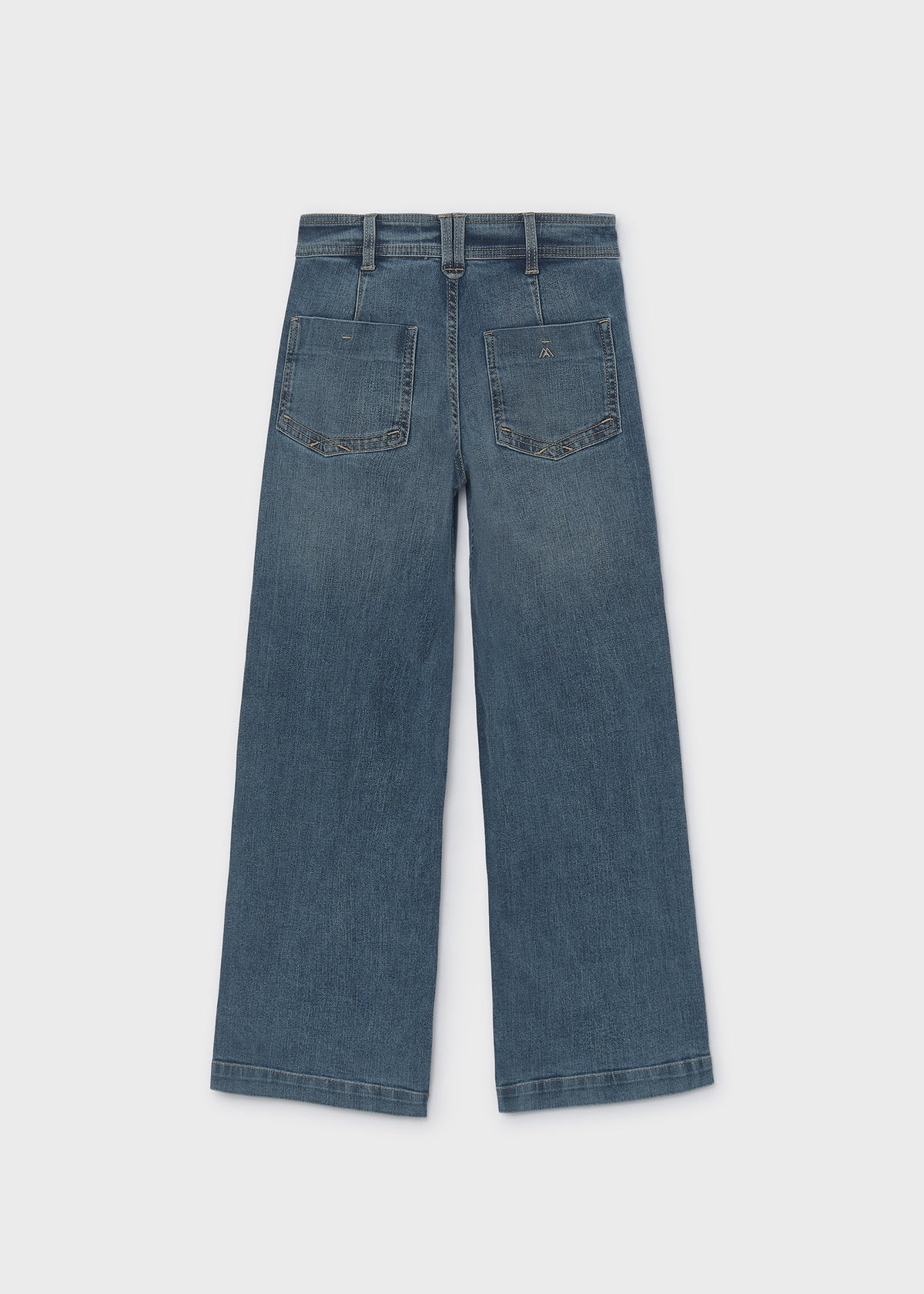 Mayoral 7503 tween girl medium wash wide leg denim pants - back