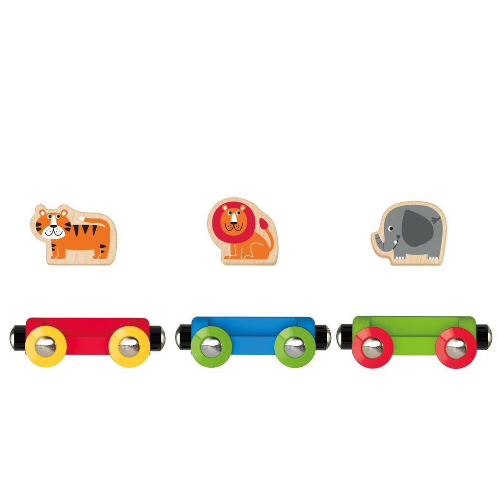 Hape Jungle Journey wooden toy train, animal cars
