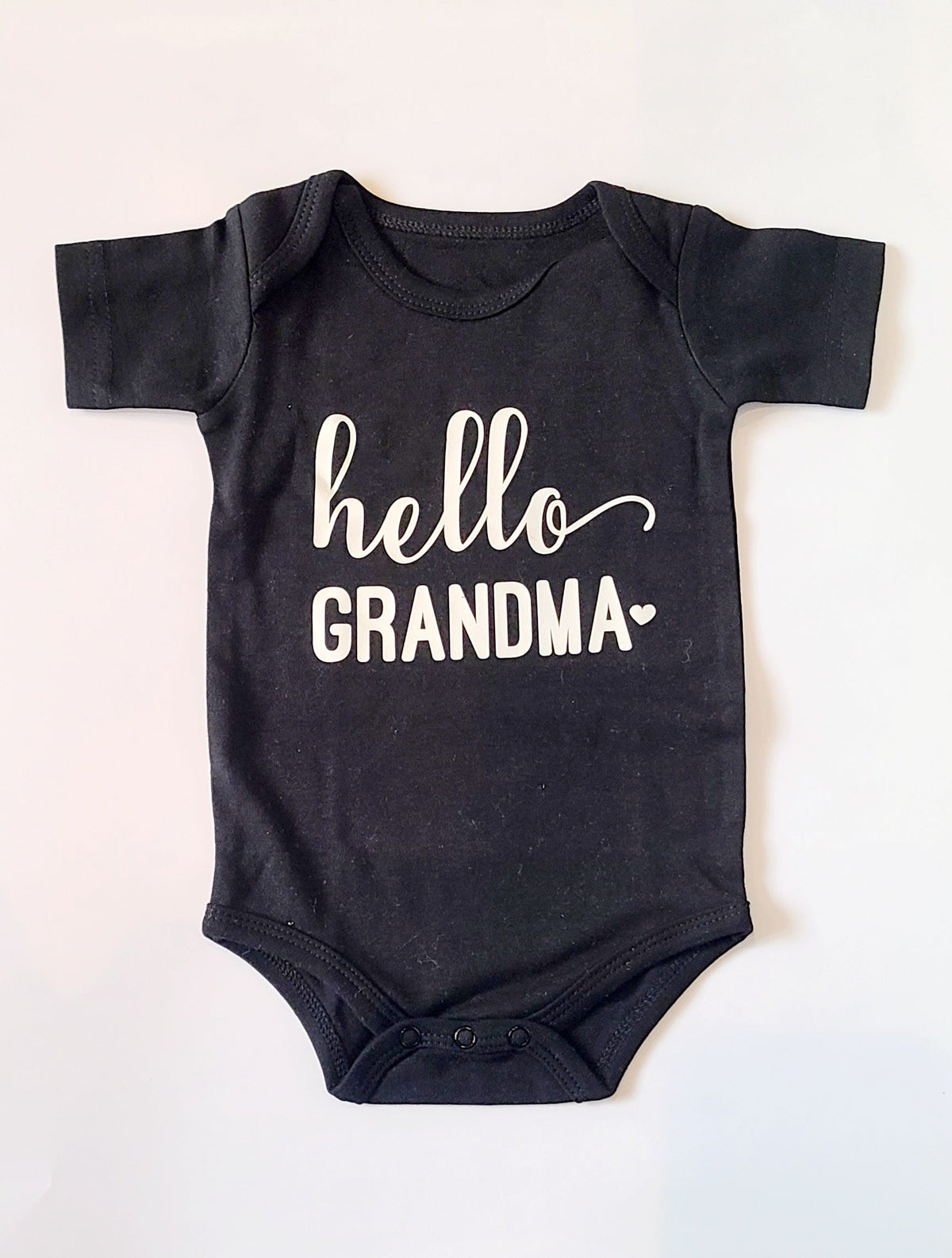 Hello Grandma baby bodysuit, black