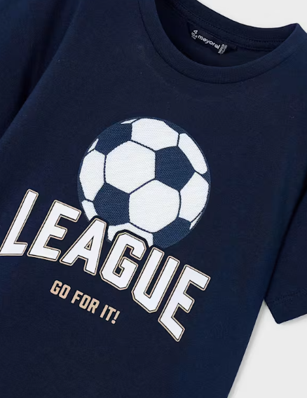 3074 Mini Boy Eco-Cotton Silicone Sensory Soccer Ball S/S T-Shirt - Navy