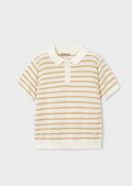 3106 Mini Boy Eco-Cotton S/S Striped Polo Shirt - Cream Brown