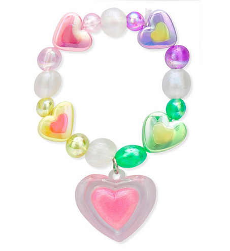 kids heart charm bracelet with lip gloss