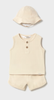 1294 Mayoral Baby UNISEX Eco-Cotton 3PC Shorts, Tank Top, and Hat Set - Chickpea