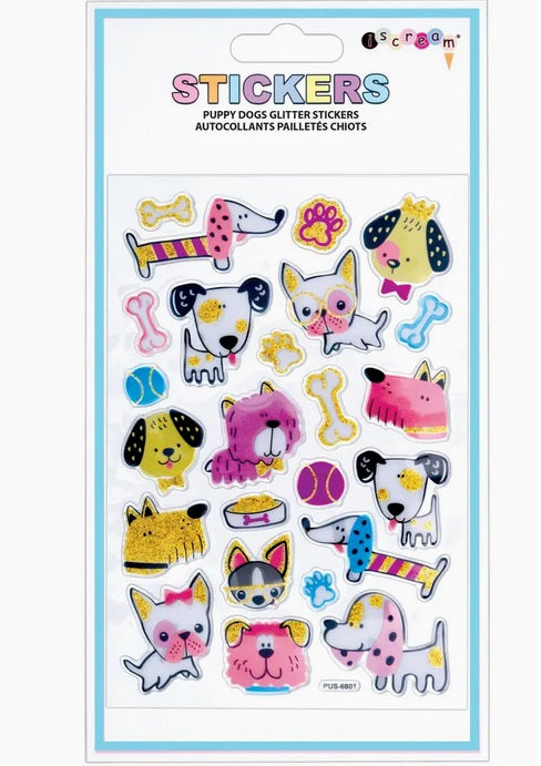iScream Puffy Glitter Sticker Pack - Puppies