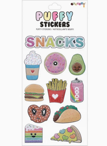 iScream Puffy Glitter Sticker Pack - Favorite Snacks