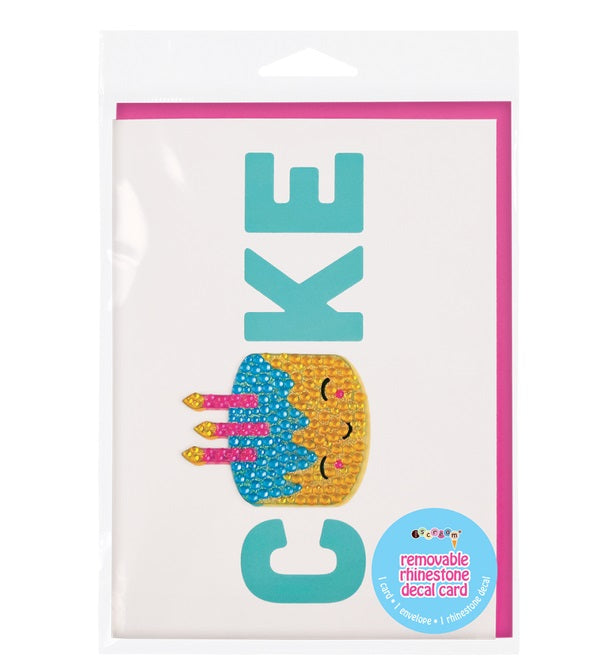 Removable Rhinestone Decal Greeting Card - Cake