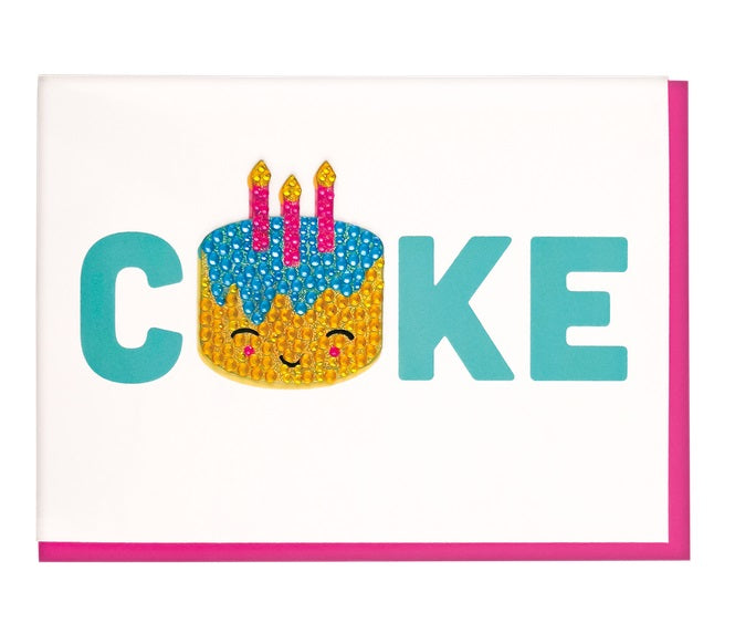 Removable Rhinestone Decal Greeting Card - Cake
