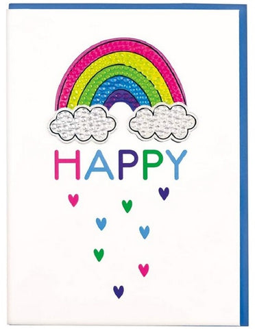 Removable Rhinestone Decal Greeting Card - Happy Rainbow