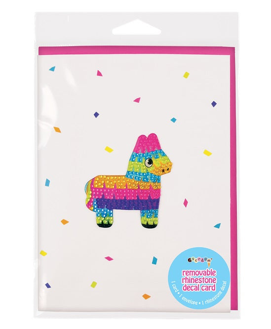 Removable Rhinestone Decal Greeting Card - Rainbow Pinata