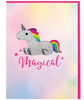 Removable Rhinestone Decal Greeting Card - Magical Rainbow Unicorn
