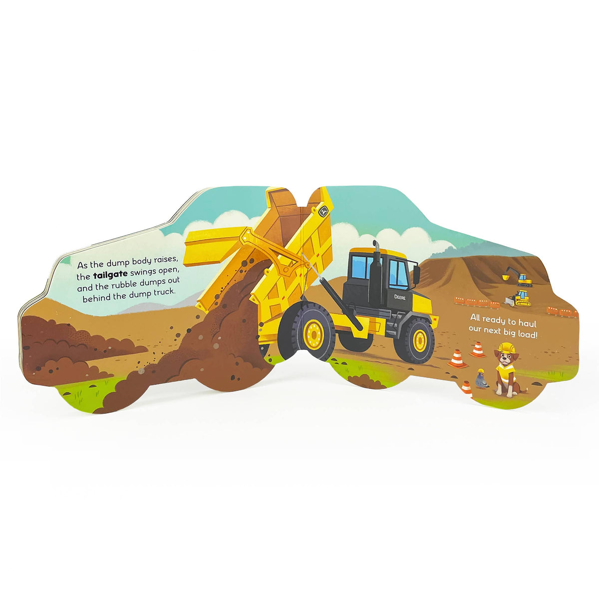 John Deere Kids How Dump Trucks Work board book, inside pages