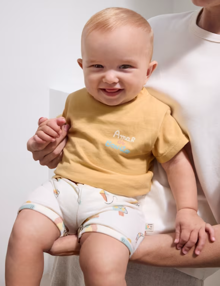 1292 Mayoral Baby Boys 2pc Eco-Cotton Play Shorts Set - Mint & Natural