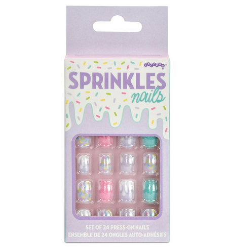 Kids press-on nail set, sprinkles, in package