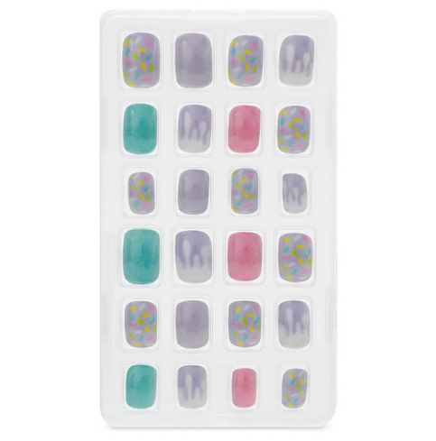 Kids press-on nail set, sprinkles, nails out of package