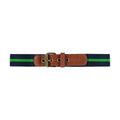 Mayoral kids stretchy adjustable belt, navy blue & kelly green, front view