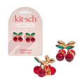 Kitsch cherry rhinestone mini claw clips, on the card and loose