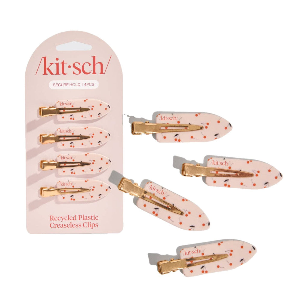 Kitsch cherry print creaseless hair clips, on the card and loose
