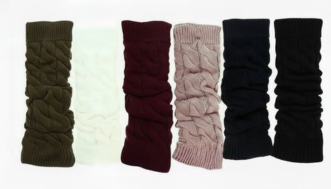 Cable Knit Full Knee Length Leg Warmers, O/S Kids to Adult (CLICK FOR COLOR OPTIONS)
