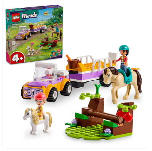 LEGO Friends 42634 Horse and Pony Trailer, built car, trailer and horses