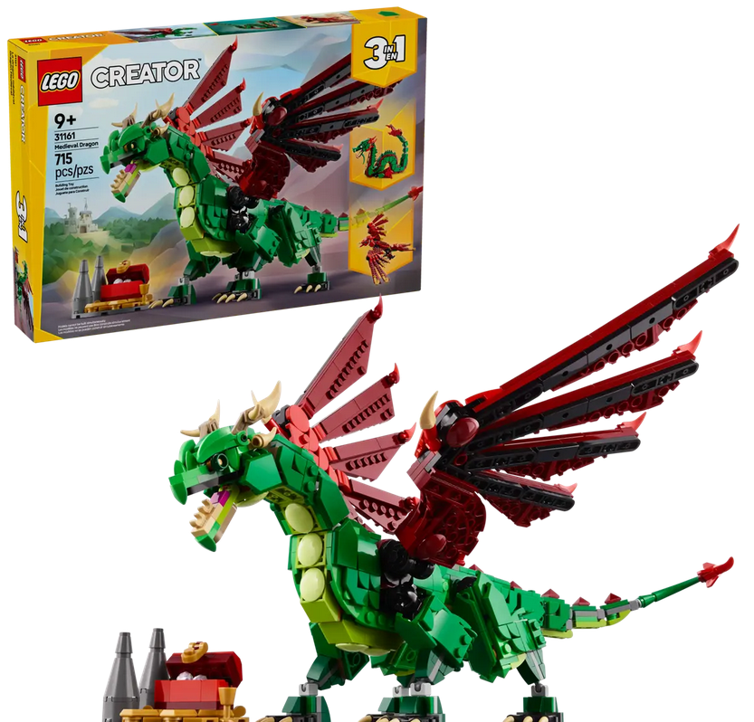 LEGO Creator 3-in-1 Medieval Dragon 31161, box with the dragon